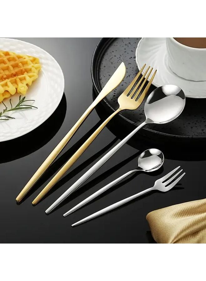 20 Piece Gold Mirror Polished Stainless Steel Tableware Set For Home Hotel Banquet - Image 4